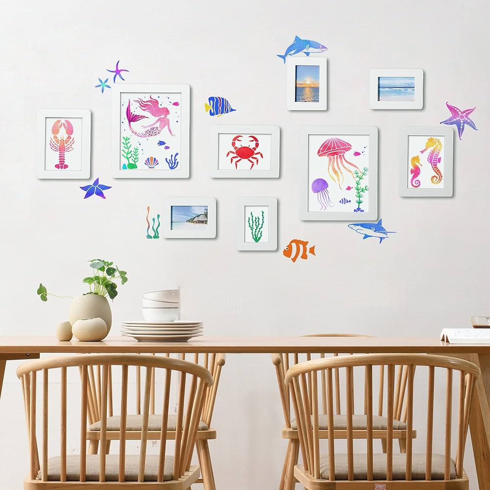 Amazon.co.jp: 海の生き物 ステンシル 絵画 海の動物